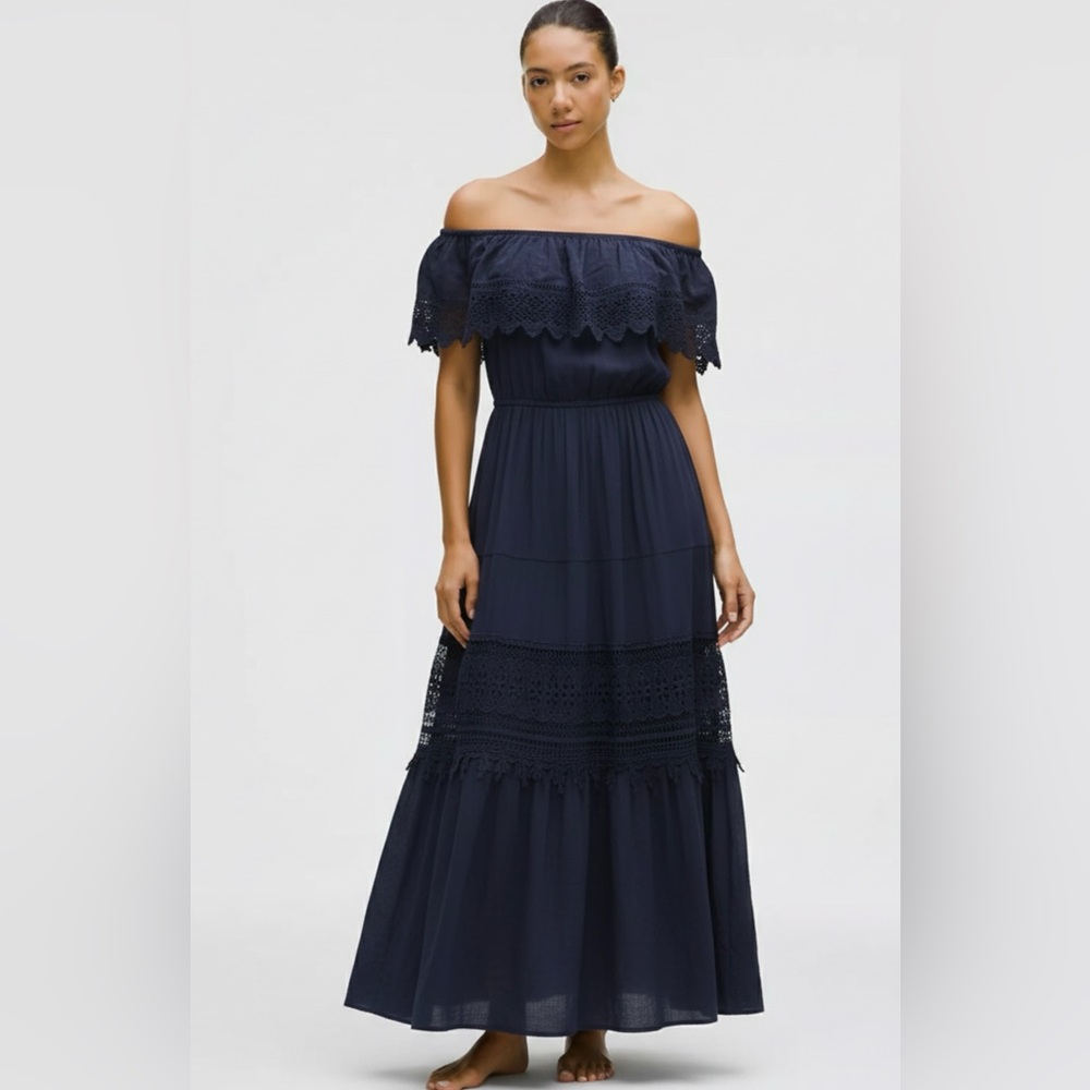 Lulumari navy dress w crochet